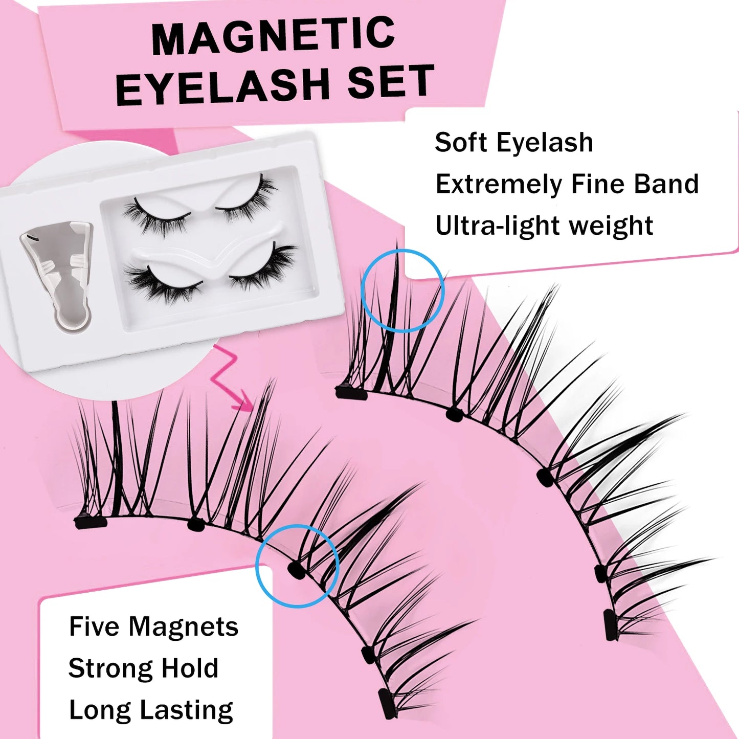 Magnetic Eyelashes Pro Kit - Western Style Volumizing No-Glue Lashes with Precision Alignment & 24H Hold